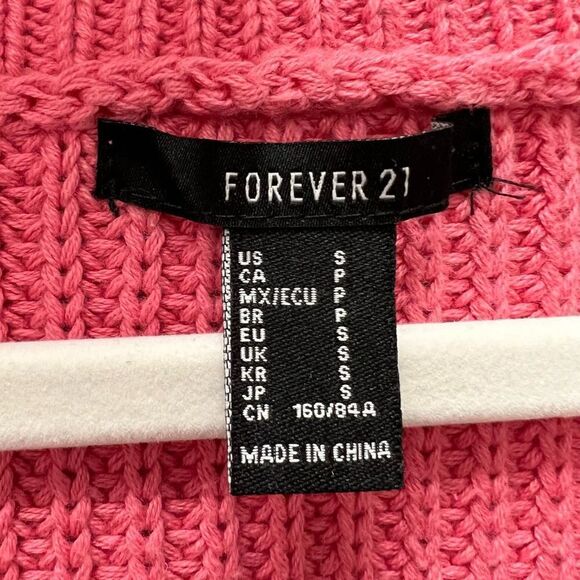 Forever 21 Rainbow Bright Multi-Colored Striped Chunky V-Neck Sweater Size S - Picture 3 of 7